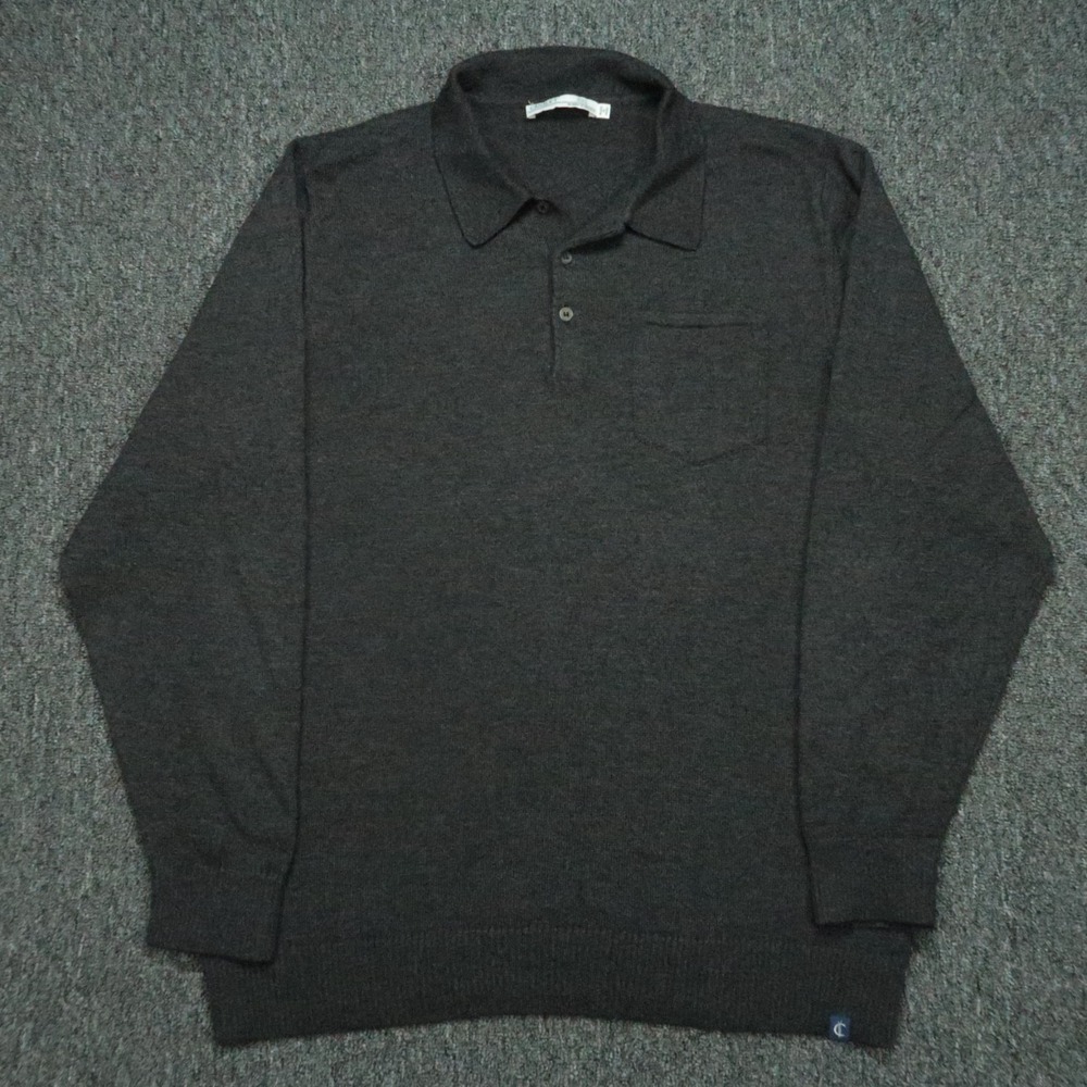 Criquet Sweater Men Extra Large Gray Baby‎ Alpaca Long Sleeve Polo Pullover XL